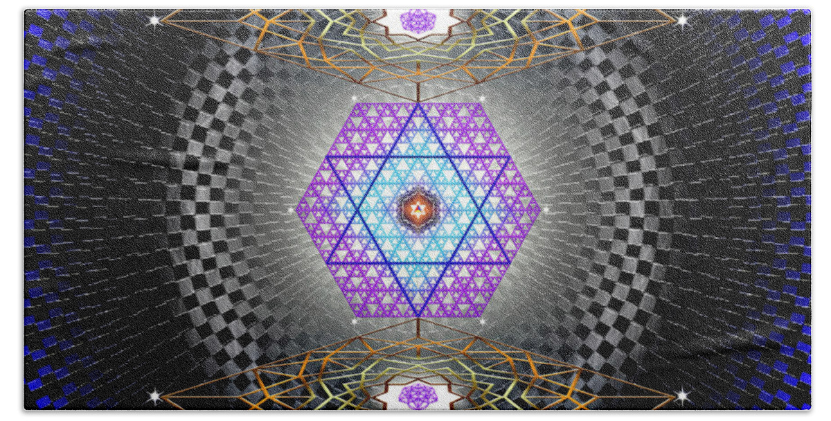 Endre Bath Towel featuring the digital art Sacred Geometry 858 by Endre Balogh