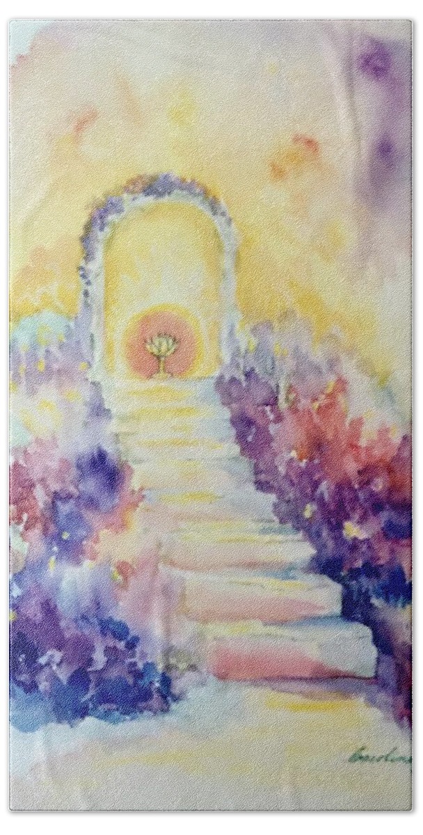 Pathway To Future Sacred Grail Hand Towel featuring the painting Sacred grail by Caroline Patrick