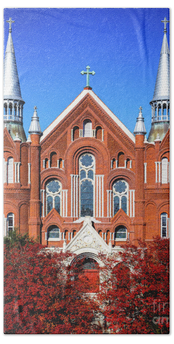 Augusta Bath Towel featuring the photograph Sacred Heart Cultural Center in the Fall - Augusta GA by Sanjeev Singhal