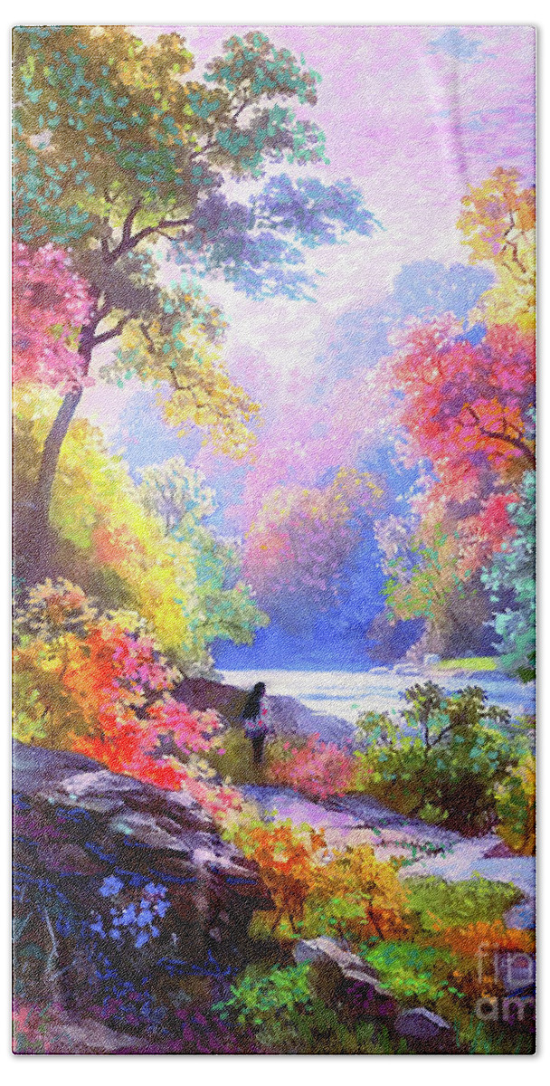 Meditation Hand Towel featuring the painting Sacred Landscape Meditation by Jane Small