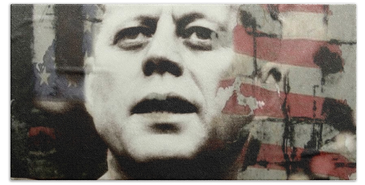 Jfk Hand Towel featuring the mixed media Sacrifice by Paul Lovering