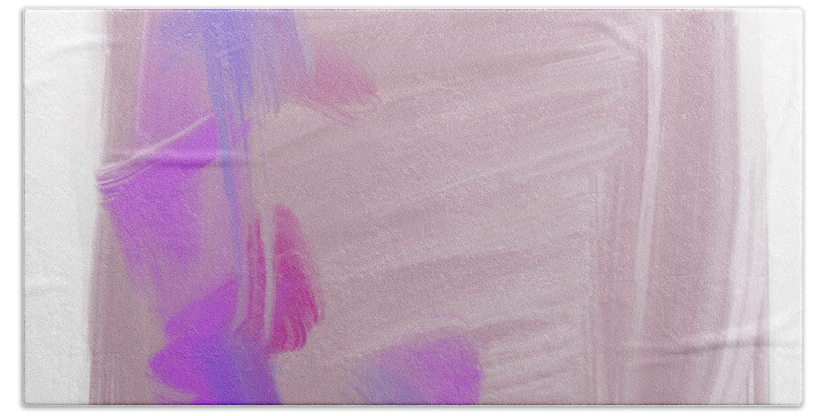 Abstract Hand Towel featuring the digital art Saga - Minimal, Modern - Contemporary Abstract Painting - Lavender by Studio Grafiikka