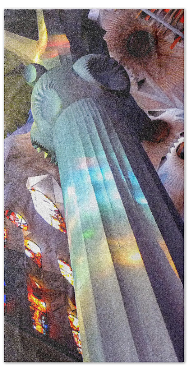 Sagrada Hand Towel featuring the photograph Sagrada Familia Column by Martha Miller