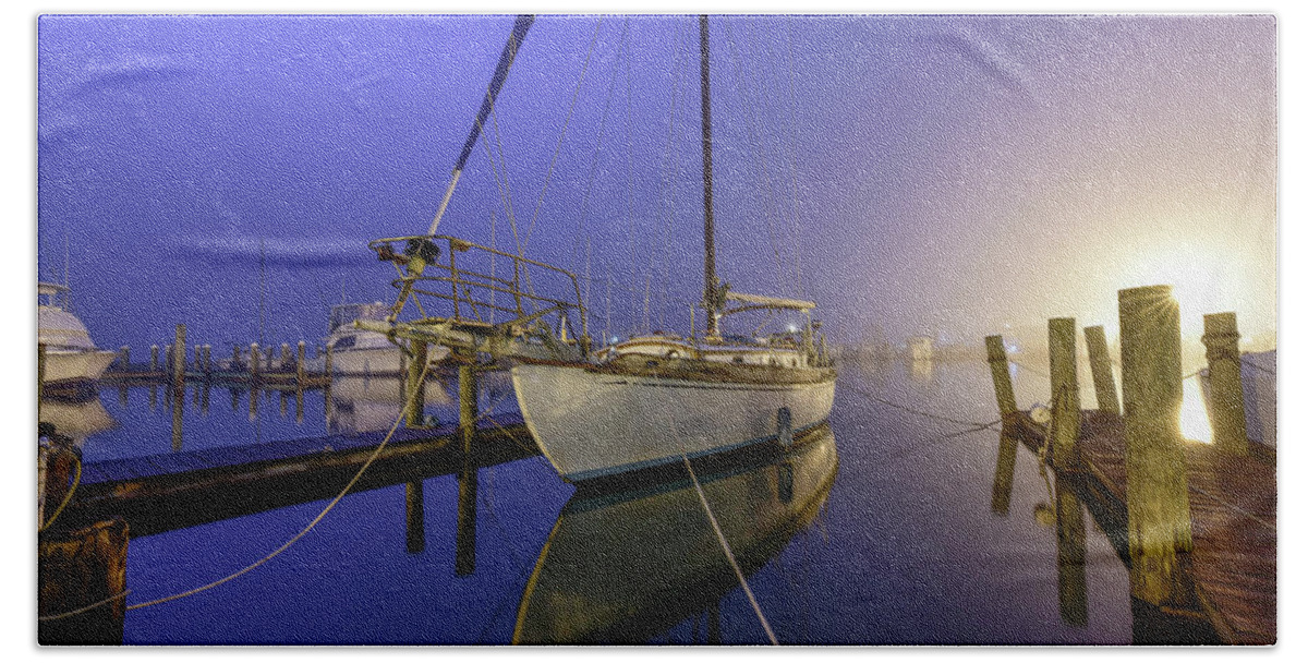 Sailboat Bath Towel featuring the photograph Sailboat Blues by Christopher Rice