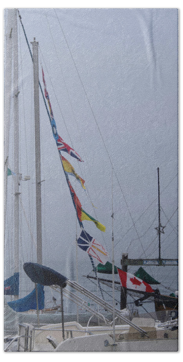Sailboats Bath Towel featuring the photograph Sailboat Flags at Harbor by Karen Zuk Rosenblatt