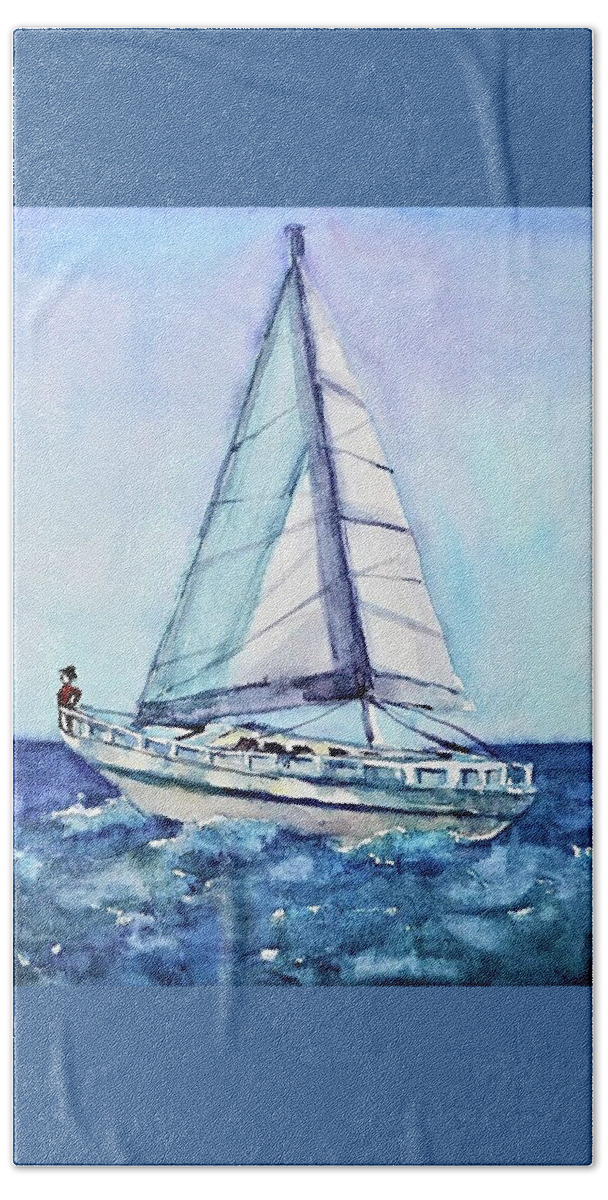  Bath Towel featuring the painting Sailing by Mikyong Rodgers