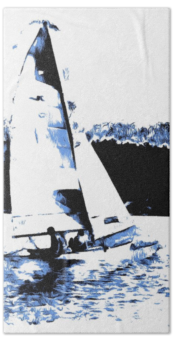 Sailing Hand Towel featuring the photograph Sailing Mirage by John Handfield