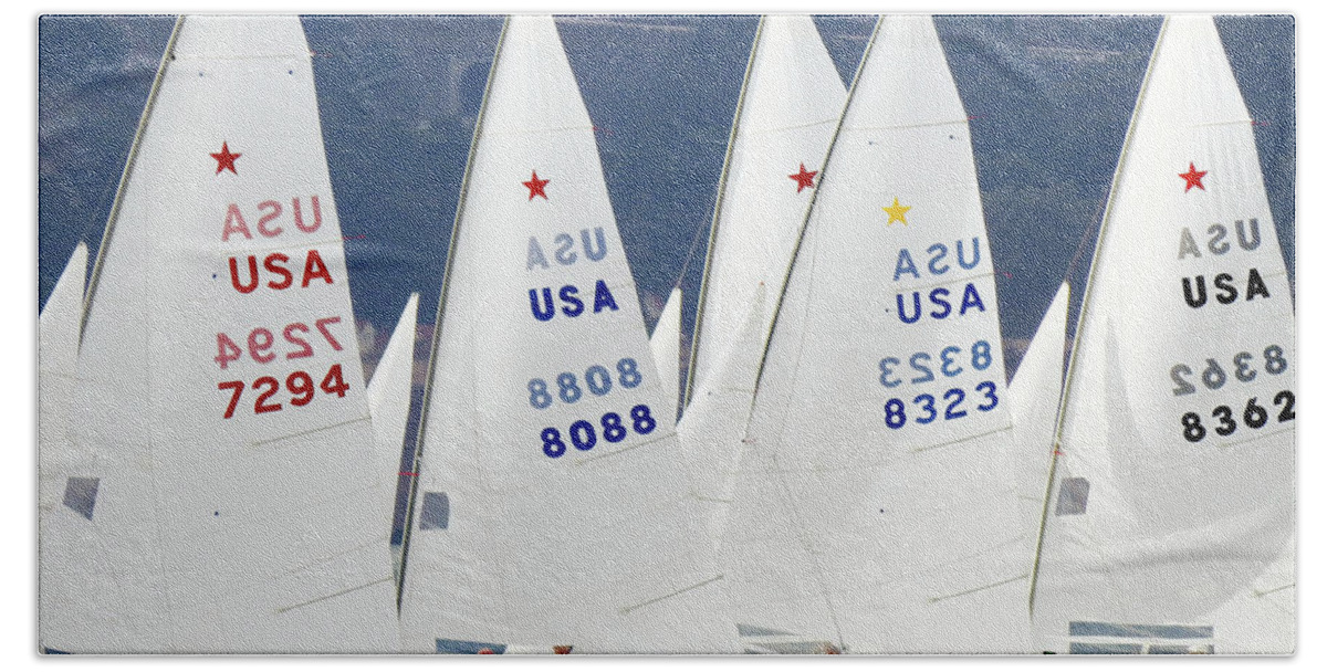 Parade Of Sail Hand Towel featuring the photograph Sailing Regatta by Scott Cameron