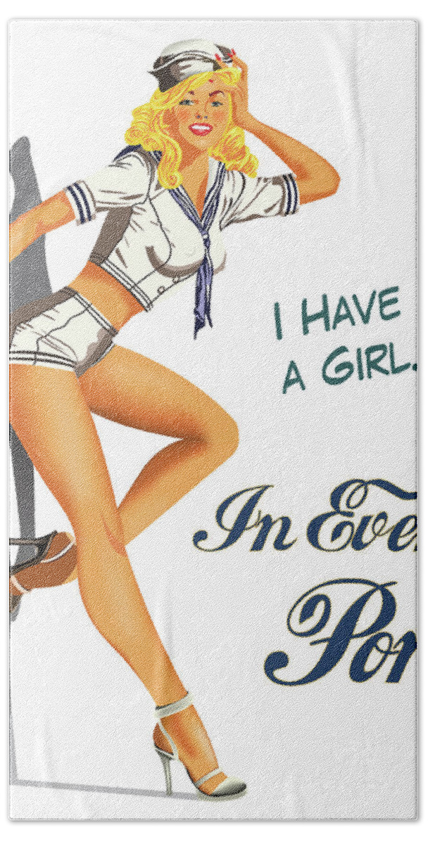 Pinup Hand Towel featuring the digital art Sailor Girl by Long Shot