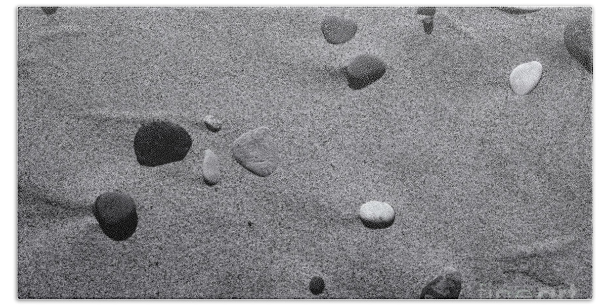 Sand And Stones Random 1 Mono Bath Towel featuring the photograph Sand and Stones Random 1 Mono by Rachel Cohen