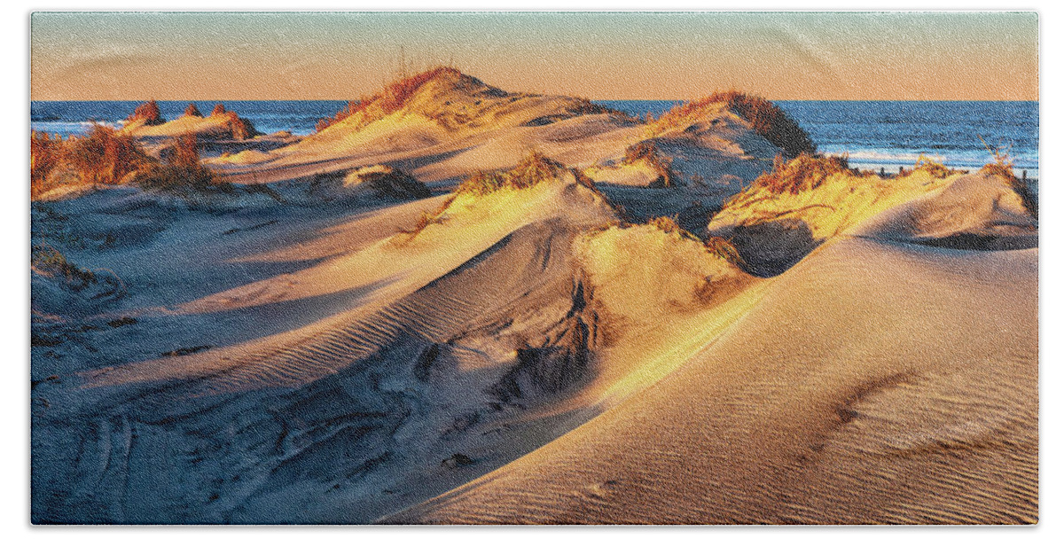 North Carolina Hand Towel featuring the photograph Sand Dune Sunset by Dan Carmichael