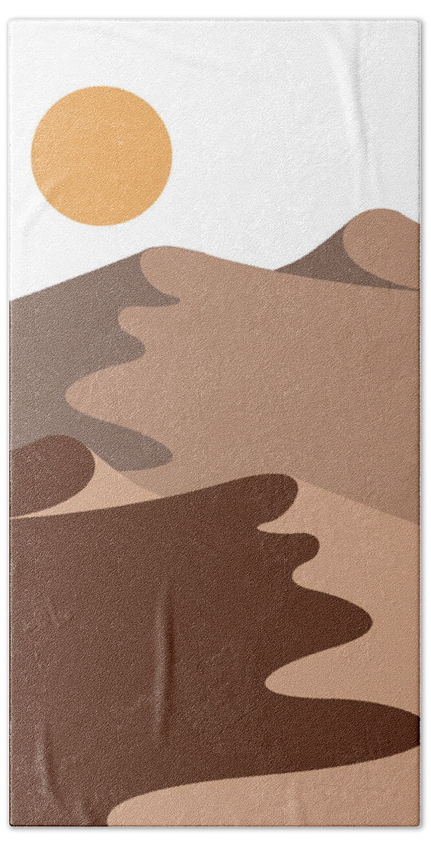 Sand Dunes Hand Towel featuring the mixed media Sand Dunes - Desert Landscape - Modern, Minimal, Contemporary Abstract - Terracotta Brown by Studio Grafiikka