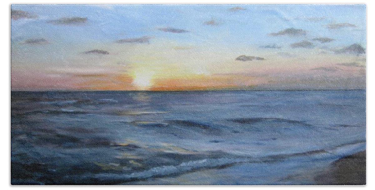 Painting Bath Towel featuring the painting Sanibel Sunset by Paula Pagliughi