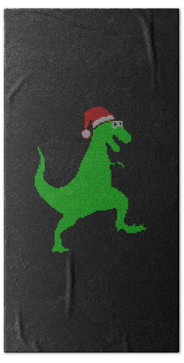 Christmas 2023 Bath Towel featuring the digital art Santasaurus Ugly Christmas Sweater by Flippin Sweet Gear