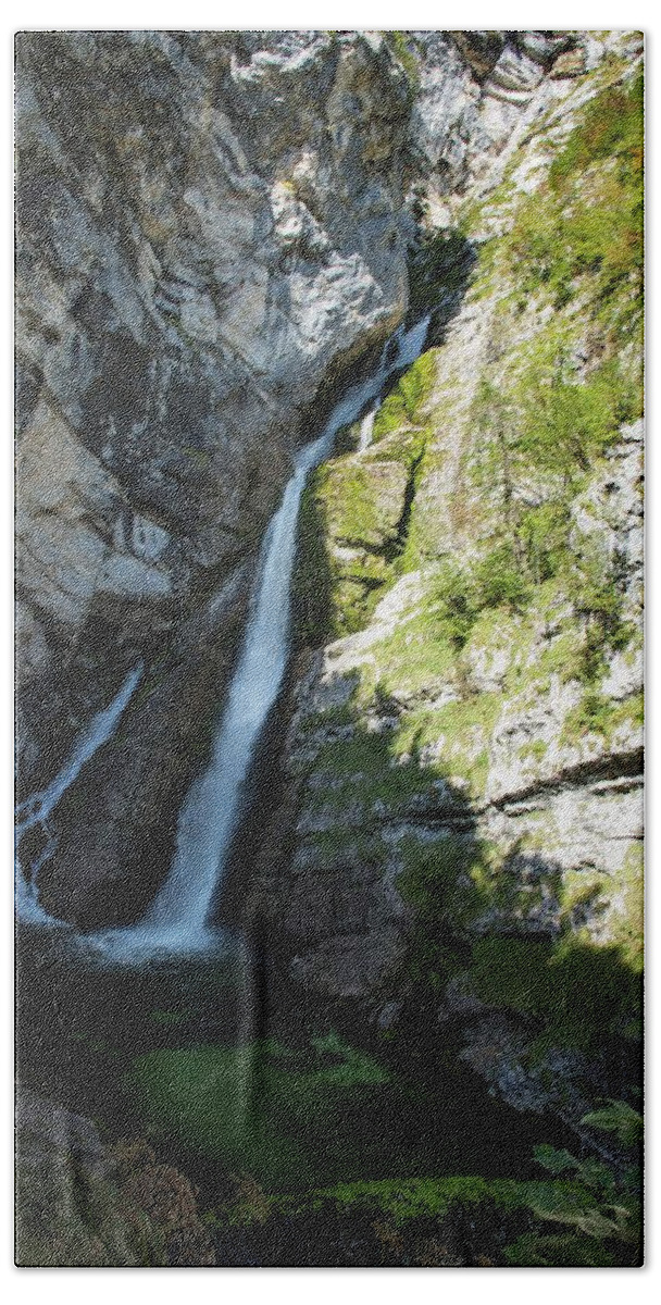 Slovenia Bath Towel featuring the photograph Savica Waterfall by Robert Grac