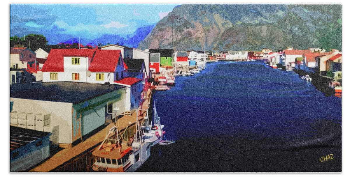 Waterfront Bath Towel featuring the painting Scandinavia 3 by CHAZ Daugherty