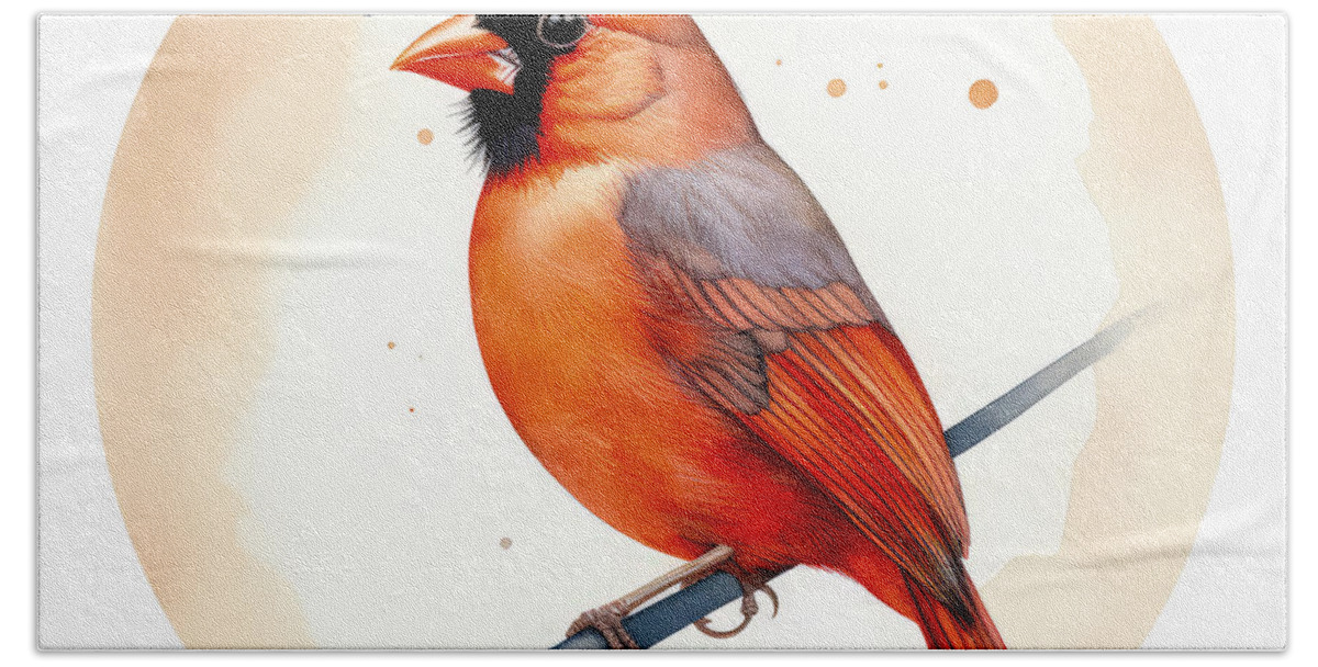 Cardinal Hand Towel featuring the painting Scarlet on Sunrise by Lourry Legarde