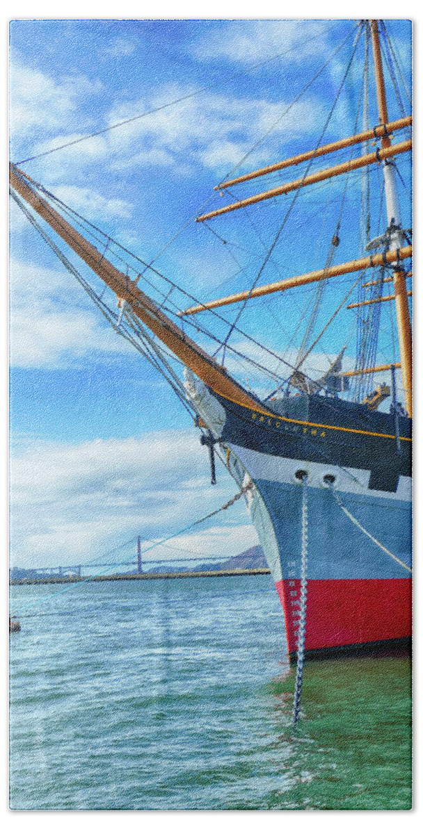 California Bath Towel featuring the photograph Square rigged Balclutha at anchor by Steve Estvanik