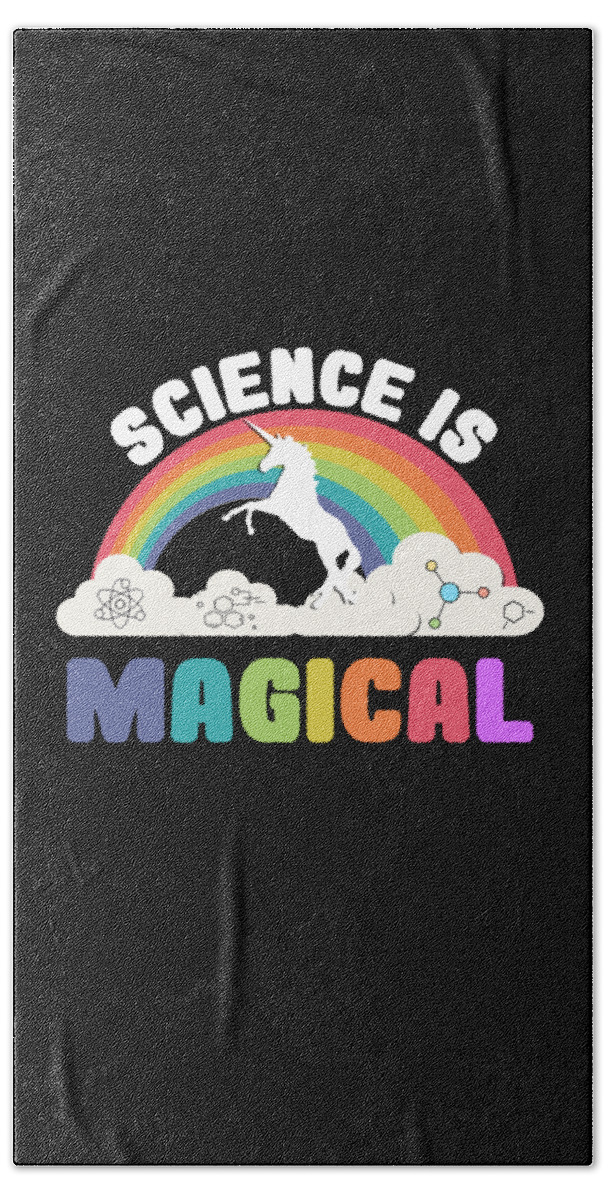 Funny Hand Towel featuring the digital art Science Is Magical by Flippin Sweet Gear