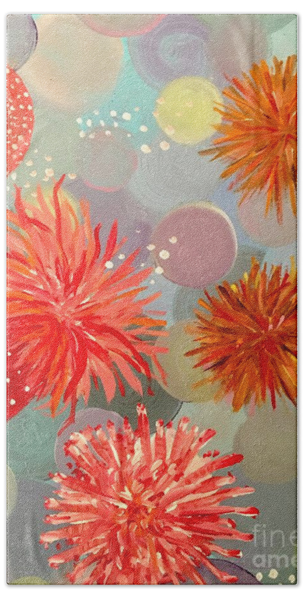 Marine Life Bath Towel featuring the painting Sea Anemone by Debora Sanders