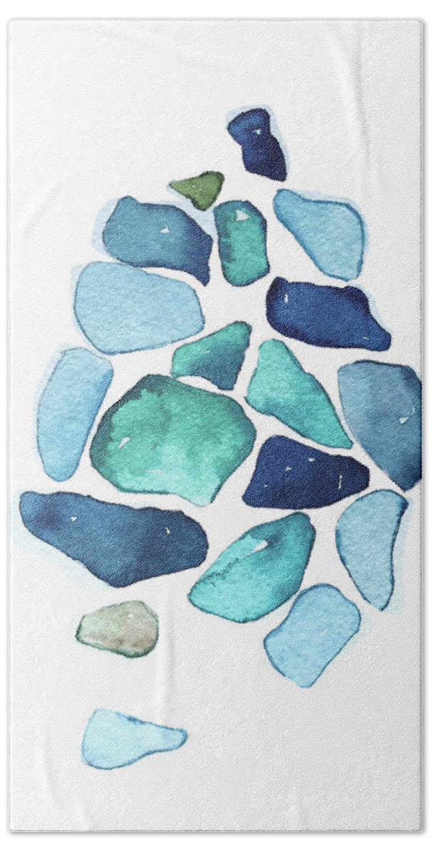 Sea Hand Towel featuring the painting Sea Glass by Luisa Millicent