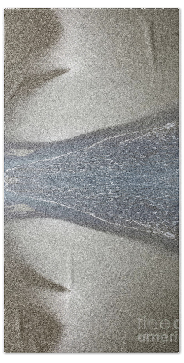 Sea Water Bath Towel featuring the photograph Sea water meets silver sand. Abstract beach 2 by Adriana Mueller