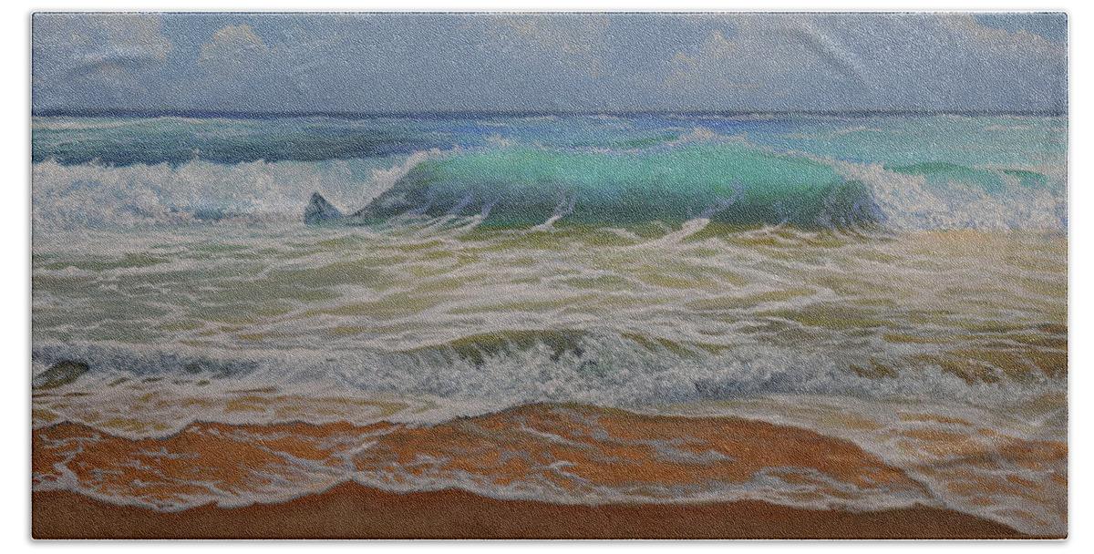 Wave Bath Towel featuring the painting Seafoam by Charles Owens