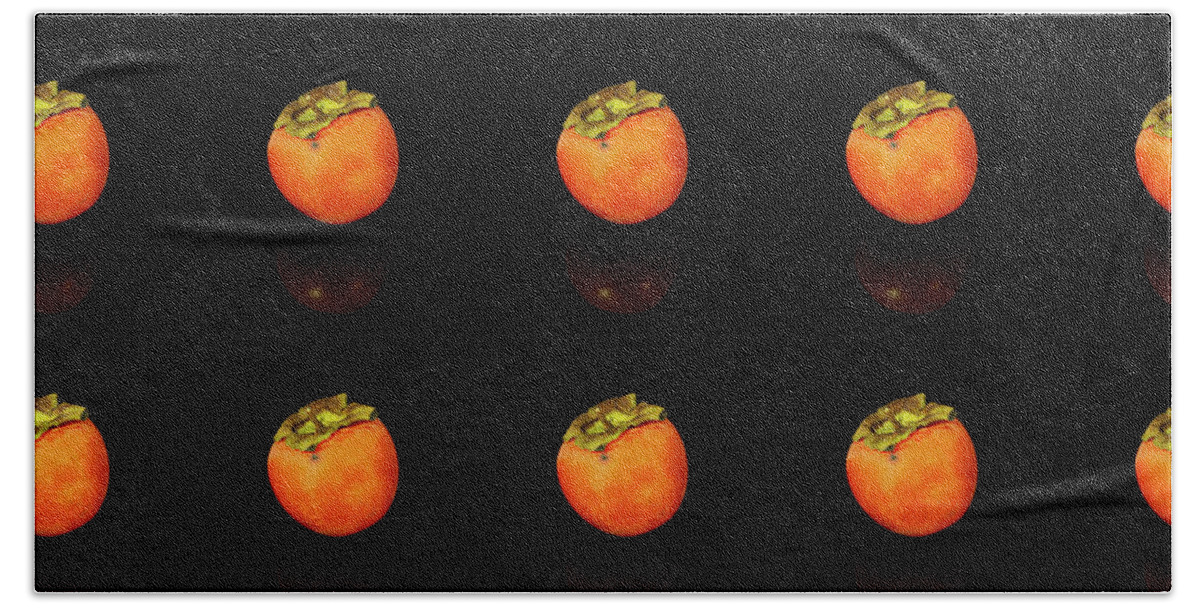 Seamless Bath Towel featuring the photograph Seamless persimmon fruit pattern by Fabiano Di Paolo