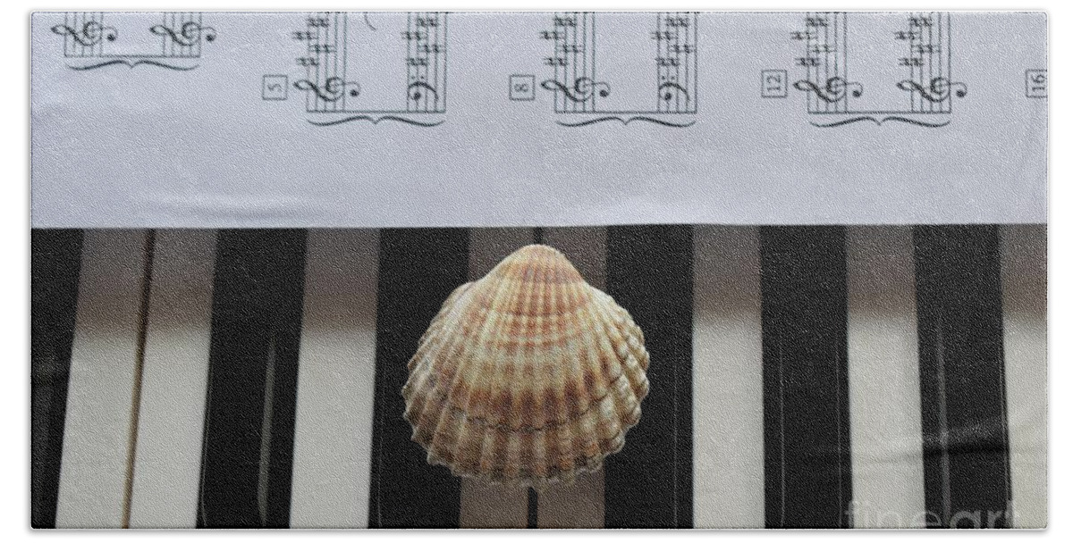 Music Bath Towel featuring the photograph Seashell Dream On The Piano 2 by Leonida Arte
