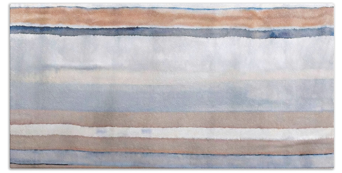 Contrast Hand Towel featuring the painting Seaside Landscape Painting contrast abstract gradient hue landsc by N Akkash