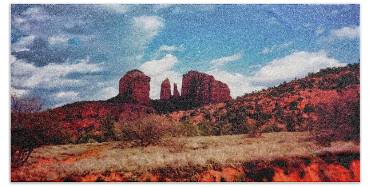 Sedona Red Rocks Hand Towel featuring the photograph Sedona Red by Judy Kennedy