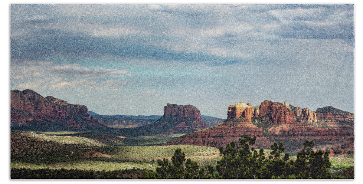 Arizona Hand Towel featuring the photograph Sedona View at Sunset by Cindy Robinson