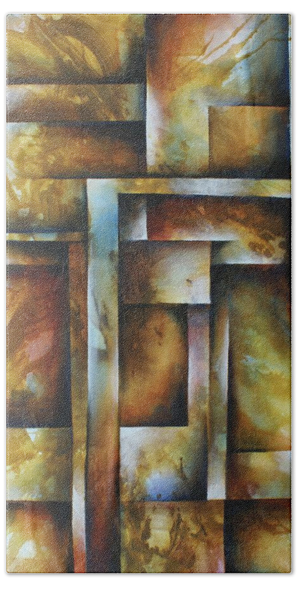 Cubism Bath Towel featuring the painting Stop by Michael Lang