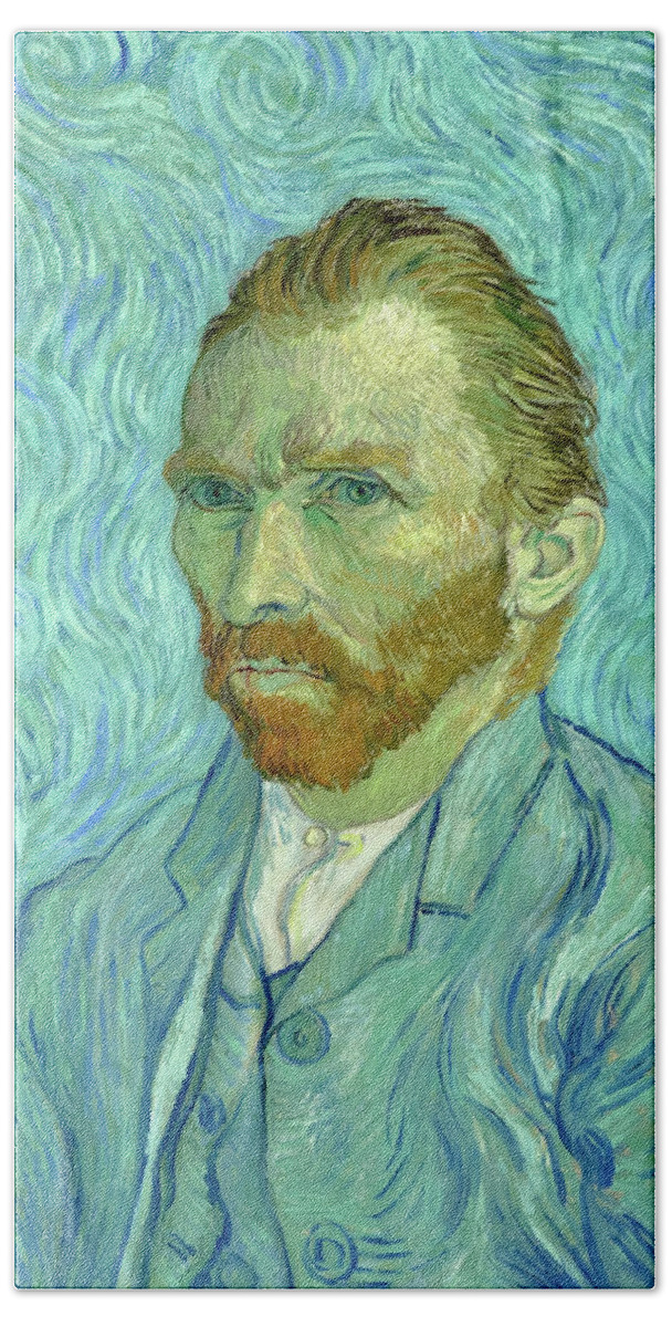 Selfie Hand Towel featuring the painting Self-Portrait Vincent Willem van Gogh by Vincent van Gogh