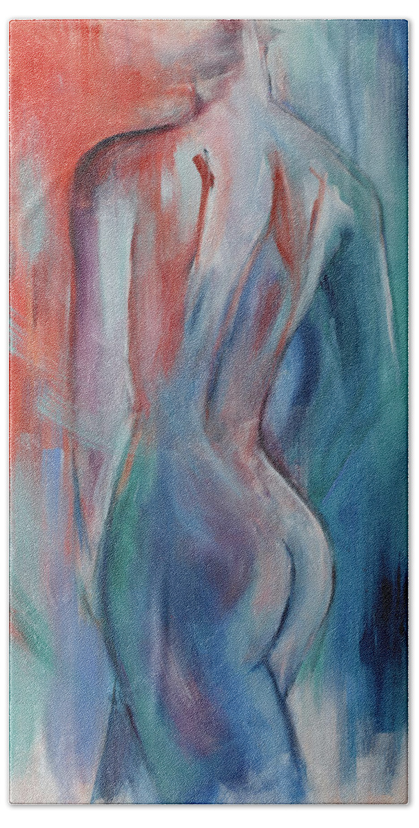 Nude Hand Towel featuring the painting Sensuelle by Elise Palmigiani