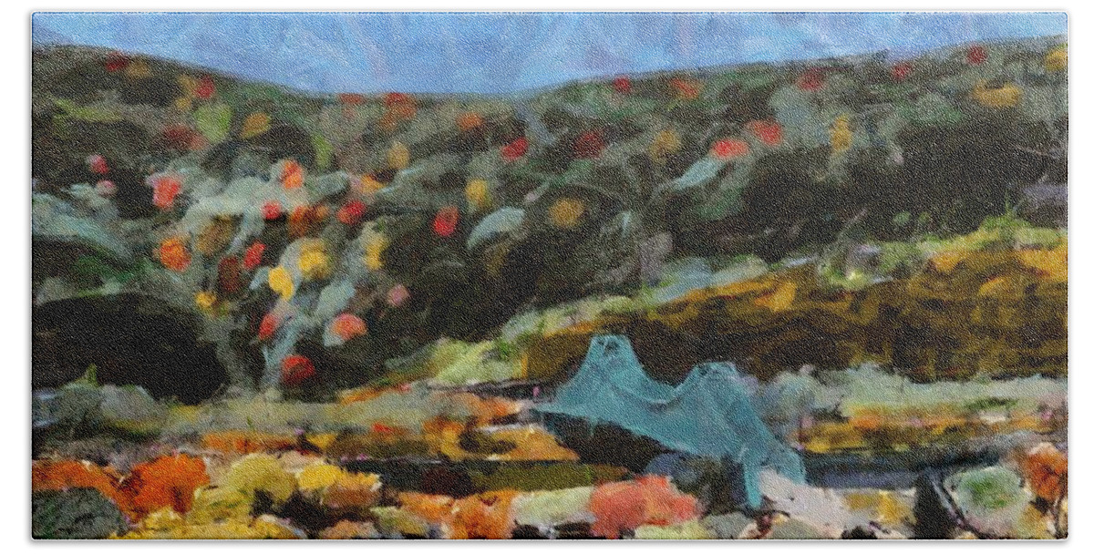 Sewickley Bath Towel featuring the mixed media Sewickley Valley by Christopher Reed