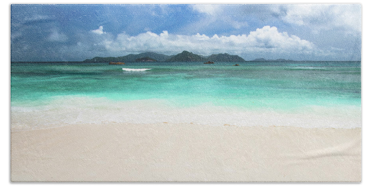 Background Bath Towel featuring the photograph Seychelles paradise landscape by Jean-Luc Farges