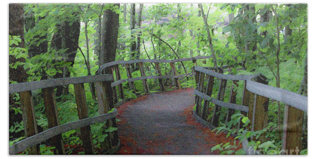 Maine Hand Towel featuring the digital art Shaded Walk by Patti Powers