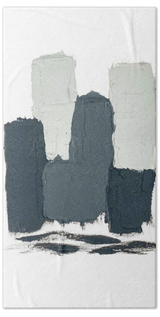 Abstract Bath Towel featuring the painting Shades of Gray by Wilma Rogers
