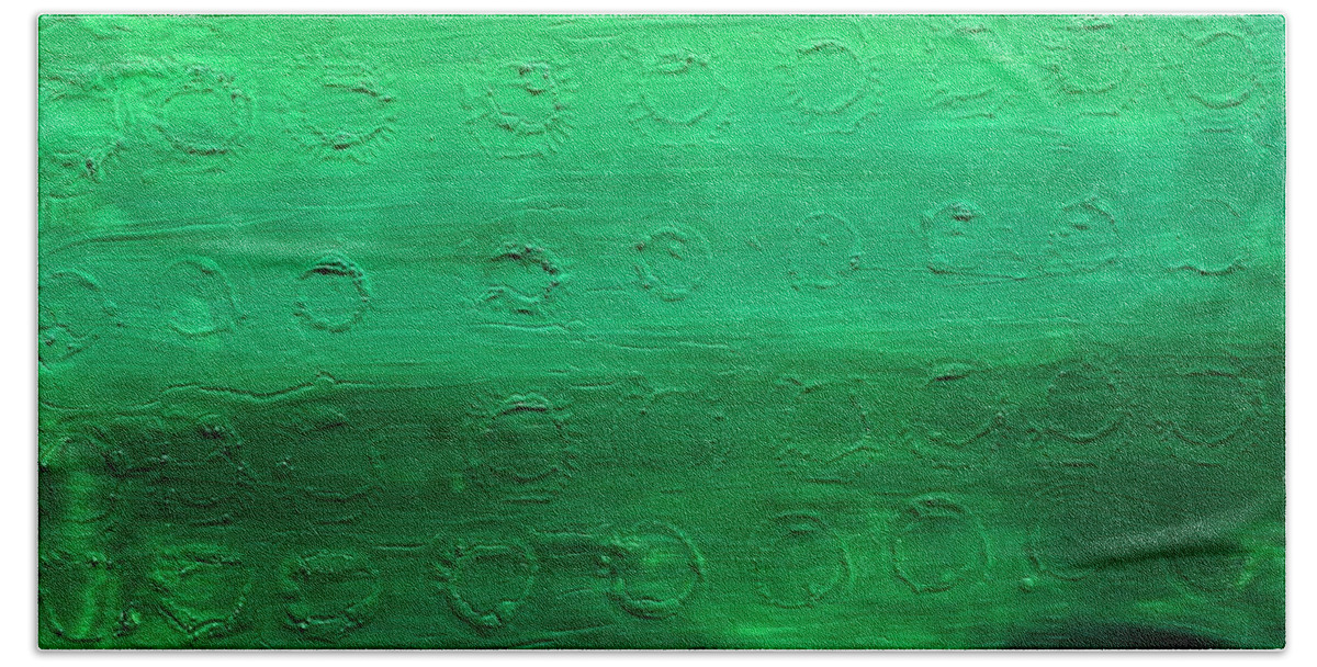 Abstract Hand Towel featuring the painting Shades of Green by Jimmy Clark