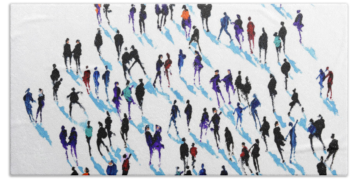 Crowds Of People Art Bath Towel featuring the painting Shadows Know No Caste by Neil McBride
