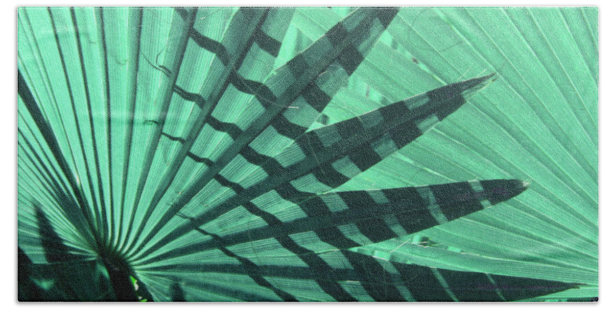 Nature Bath Towel featuring the photograph Shadows on Palm Leaves by Mariarosa Rockefeller