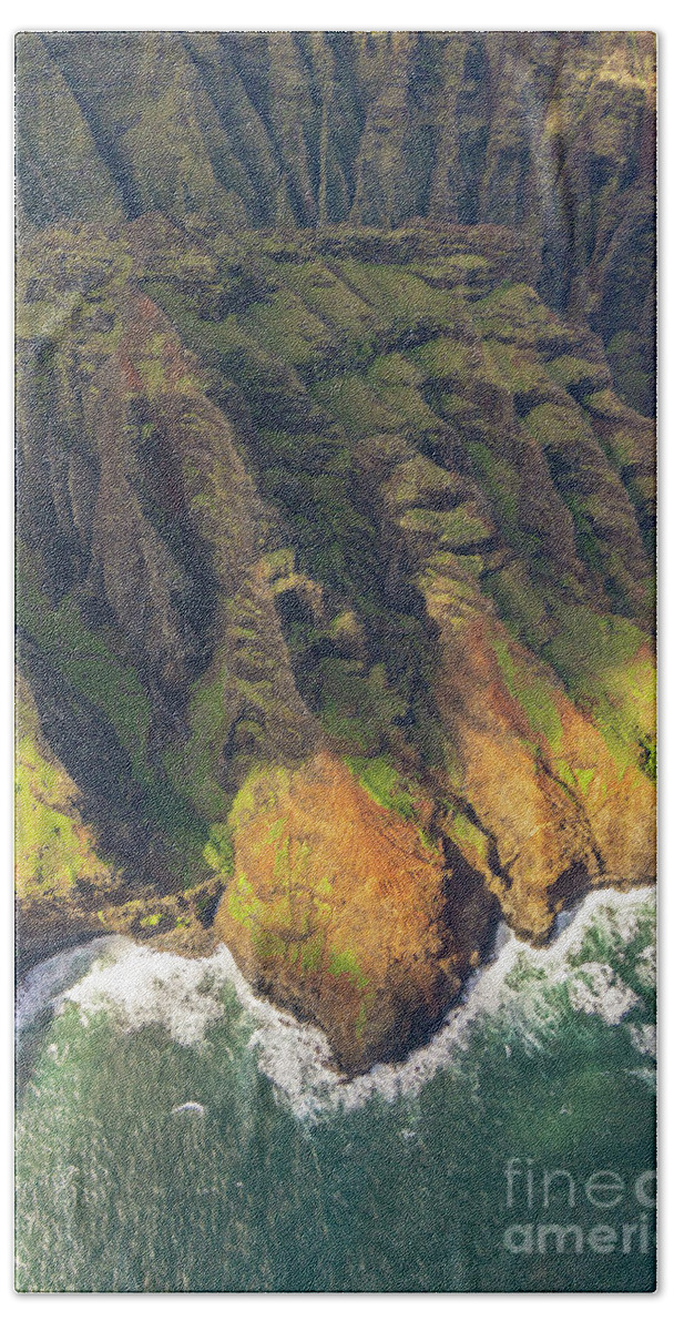 Hawaii Bath Towel featuring the photograph Shapes of the Na Pali Coast of Kauai by Nancy Gleason