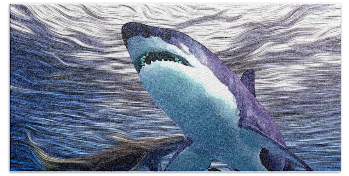 Shark Tank Hand Towel featuring the digital art Shark Tank 1 by Aldane Wynter