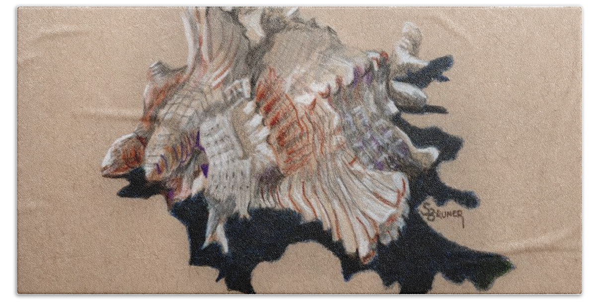 Shell Bath Towel featuring the drawing Shell Study 002e by Susan Bruner