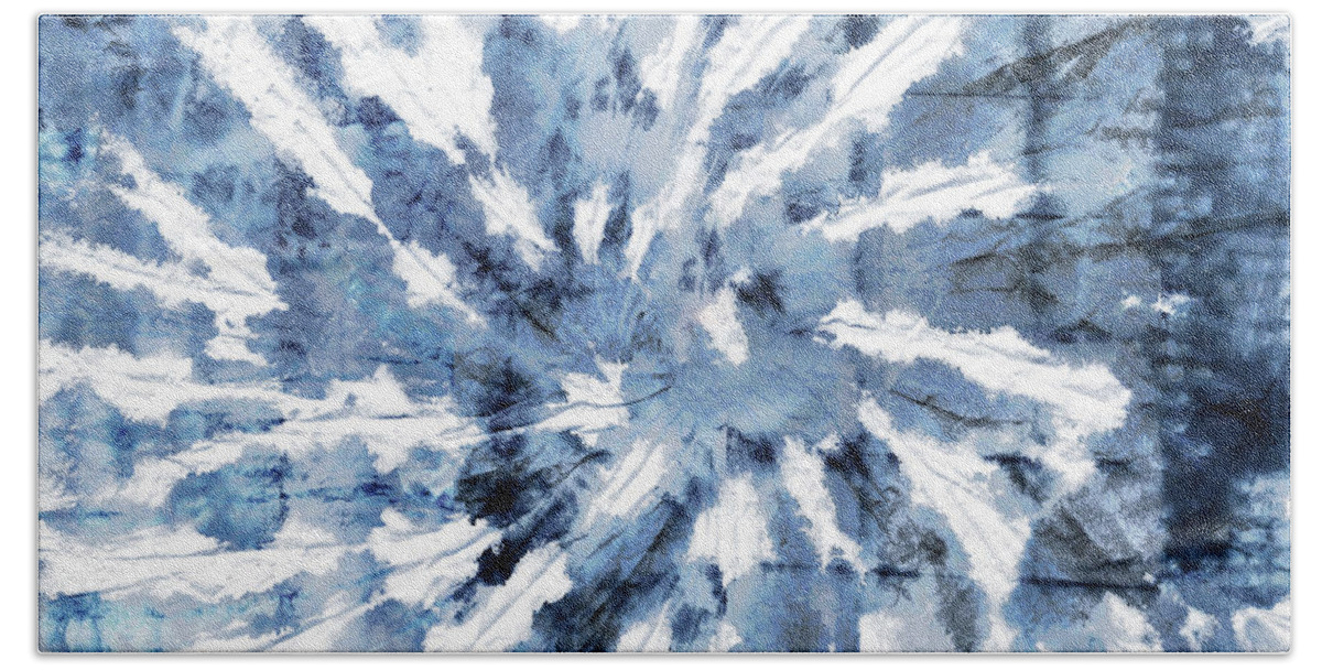 Shibori Hand Towel featuring the painting Shibori Love by Mindy Sommers