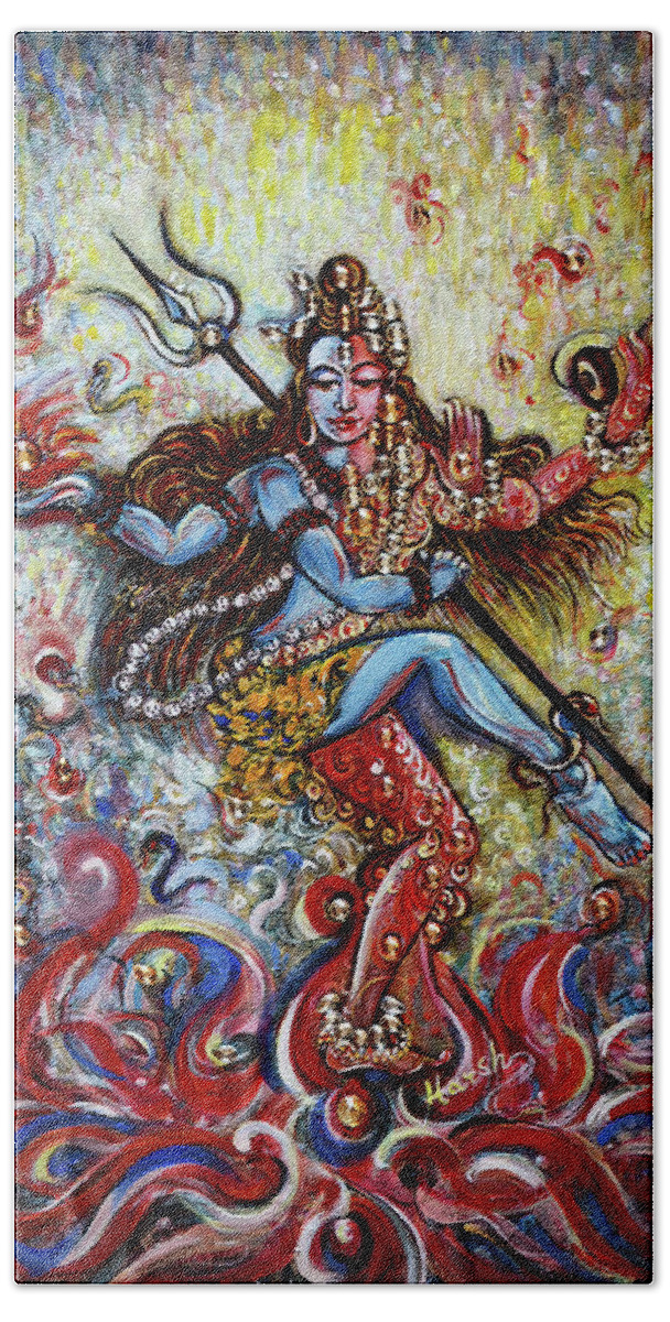 Shiv Hand Towel featuring the painting Shiv Shakti by Harsh Malik