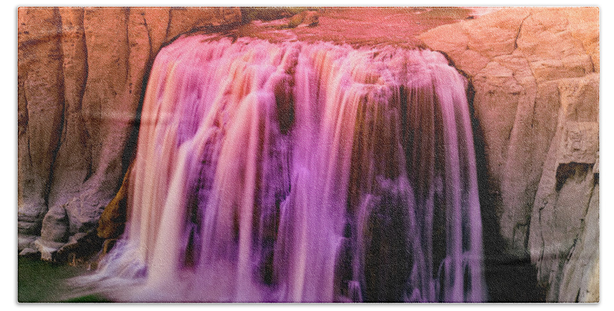 Waterfalls Hand Towel featuring the photograph Shoshone Falls - color adjusted by Amazing Action Photo Video