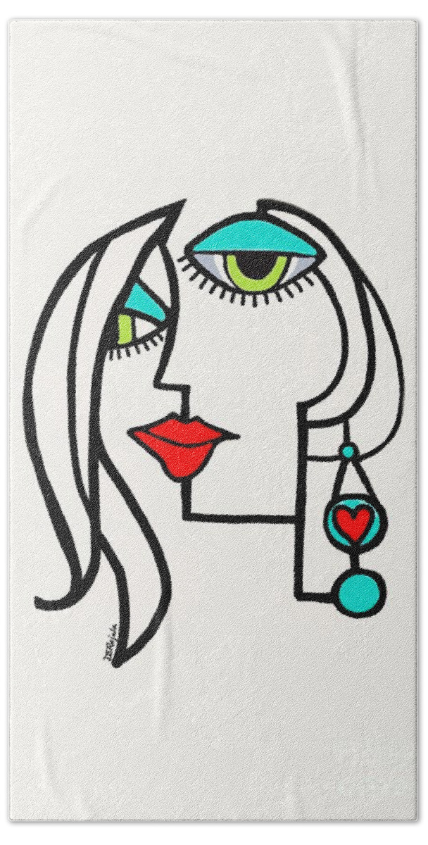 Painting Hand Towel featuring the painting Side Eye 3 by Diana Rajala