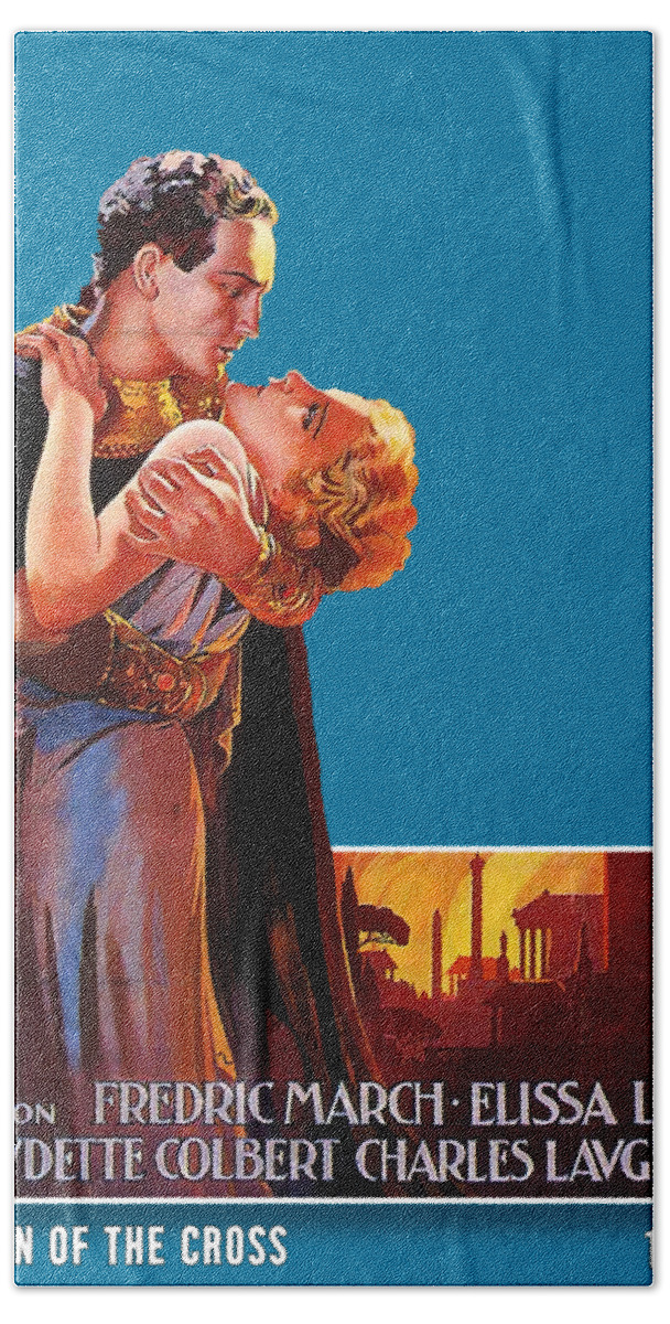 Sign Hand Towel featuring the mixed media ''Sign of the Cross'', 1932, 3d movie poster by Movie World Posters